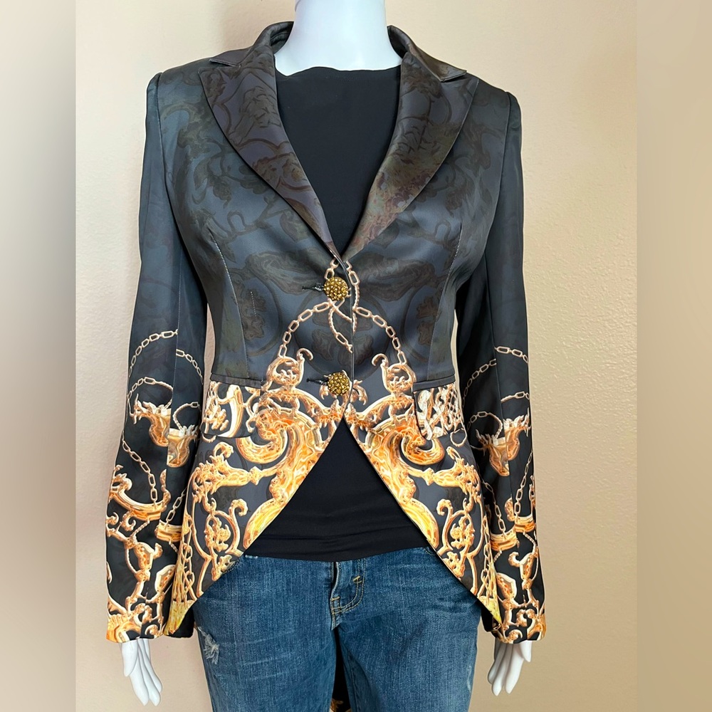 Women's Black and Gold fluer-de-lis Custom blazer